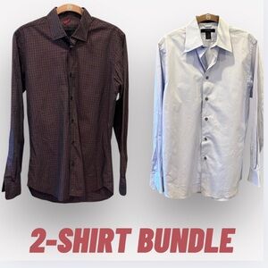 🕺🐠Kenneth Cole & Express button down shirts small plaid purple black